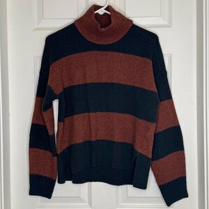 Abercrombie & Fitch Sweater Turtleneck Striped Brown Black Size Small